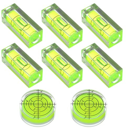 Juego de 8 niveles de burbuja pequeña, mini herramienta de medición circular cuadrada magnética para nivelar fonógrafo, cámara, fonógrafo, tocadiscos, trípode, taladro de marco de 1.5 x 0.6 pulgadas y
