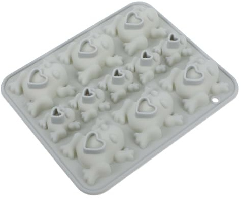 Mipcase Moule en Silicone Motif Grenouille 11 Cavités Tailles Variées, Moule à Pâtisserie Réutilisable pour Chocolats et Bonbons, Outil de Cuisson DIY Gris Bleu, Cuisson Maison et