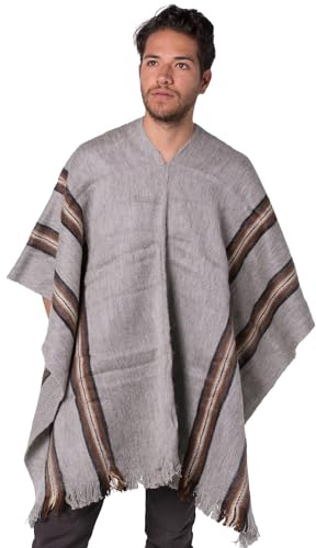 Gamboa Poncho de Hombre en Lana de Alpaca Estilo Mexicano Abrigo Cuello V
