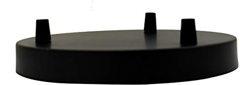 Vintage Industrial Deckenrosette mit 3 Ausgängen, Metall, rund, rechteckig, mit Kordelgriff, rund, Schwarz