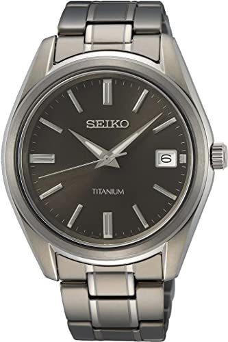 Seiko Herren-Uhr Quarz Titan mit Edelstahlband SUR377P1