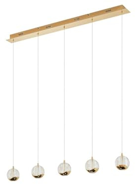 Lucande LED Esstisch Pendelleuchte Glas gold, Hängeleuchte Esszimmer 5x 5W Hängelampe Wohnzimmer Esszimmerlampe Küchenlampe