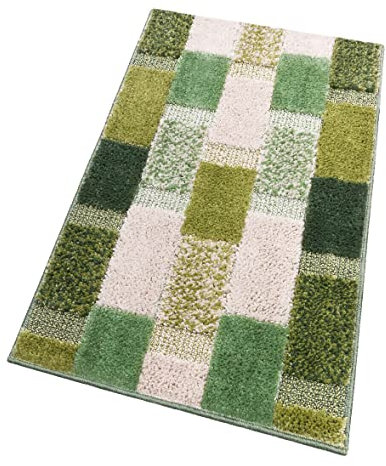 emmevi Alfombra de baño suave, antideslizante, absorbente, suave, mod.lila - Juego de 3 unidades verde