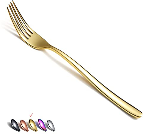 HOMQUEN Forchette da Cena Dorate 6 Pezzi In Acciaio Inox Forchette Da 8 Pollici Set di Posate Forchette da Dessert Forchette da Cena Forchette da Insalata Cucina Di Casa o Ristorante.