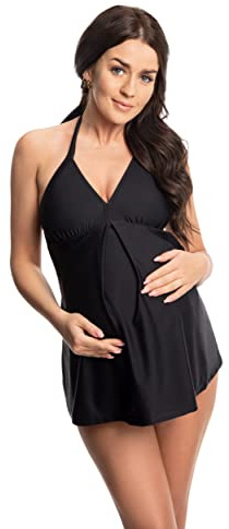 Selente Mummy Love - Bañador para Embarazadas, Traje de baño Negro, 44