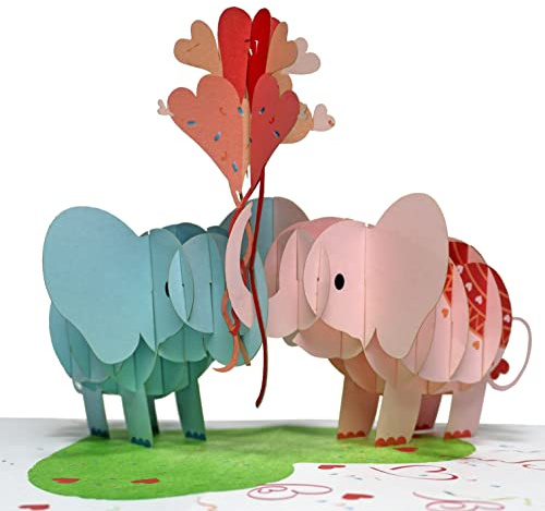 CUTPOPUP Love Elephant Couple, Valentine Cards Pop Up, Romantic Love Cards for Valentines Day, Wedding Anniversary Card, 3D Birthday Happy Valentines Greeting Cards, Birthday IT