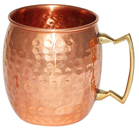 Aakrati Devyom Handicrafts Tasse en cuivre pur martelé à la main avec poignée en laiton – Tasse à bière Moscow Mule, tasse à vodka – Tasse à vin