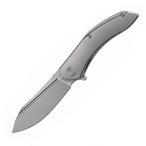 Cavol Bucarto Klappmesser Folding Knife, 80mm m390 Stahlklinge mit Titan Griff, Einhandmesser Flipper Messer Outdoor Edc Klappmesser (grau)