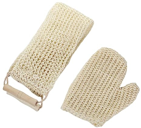 lmoikesz Waschhandschuhe Dusche Sisal Hanf Hautfreundliche Reine Haarbänder Komfortable Reinigungswerkzeuge Weiche Rückenstange Badezimmermassage