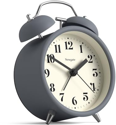 NEWGATE® Theatre Alarm Clock | Modern Classic Twin Bell Alarm Clock | French Navy | Easy to Read Numbers | Ideal for Bedside, Desk or Shelf | Retro Bedroom & Office Accessory