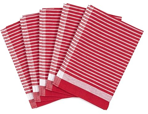 Ross - Exclusiv - 5 X Geschirrtücher - Baumwolle - Leinen - im Set (Rot)