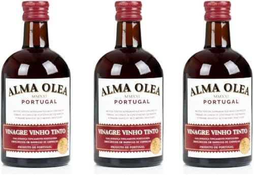 Rödvinsvinäger - Paket med 3 flaskor à 500 ml - Smakrik och mångsidig kryddsås - Lämplig för salladsdressning - Åldrad i ekfat - Gourmetprodukt med portugisiskt ursprung