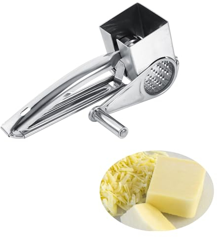 DeWin Râpe De Cuisine Multifonctionnelle, Râpe à Fromage Rotative en Acier Inoxydable, 1 Tambour, Outil De Déchiquetage De Tranches, Outil De Déchiquetage De Tranches pour Fromage, Chocolat, Légumes