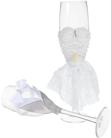 RORPOIR Set Di Flauto Coppia Di Bicchieri Da Sposa Calici Per Addio Al Nubilato Eleganti Bicchieri Da Birra in Per Feste Serali