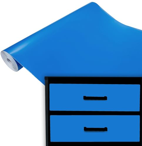 DecoMeister Klebefolie Möbel 45x100 cm - Selbstklebende Möbelfolie in glänzend und matt - PVC Folie für Möbel - Selbstklebende Folie für schnelle Umgestaltung und Renovierung - Airblue Matt