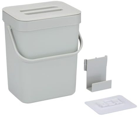 URBNLIVING 3L Wall Mounted Hanging Recycling Waste Bin Kitchen Cabinet Door with Handle & Lid - Wall-Mounted Garbage Bin for Kitchen Cabinet Door, Small Under Sink Trash Can for Cupboard, Bathroom