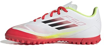 adidas Unisex niños F50 Club Football Boots Turf Kids, Cloud White/Core Black/Solar Yellow, 31 EU
