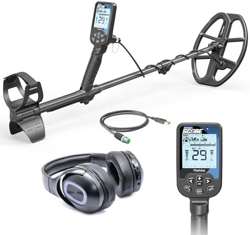 Nokta Score Détecteur de métaux pour adultes - entièrement étanche, rechargeable, multi-fréquences, détecteurs faciles à utiliser pour la chasse au trésor (Double Score avec écouteurs BT)