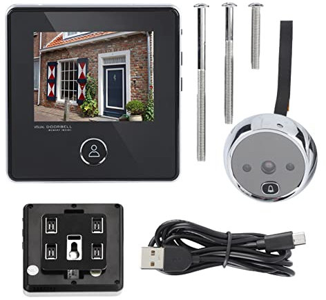 Cámara De Mirilla De Puerta, Cámara De Timbre De Seguridad De 0,3 MP Visión Nocturna Toma De Fotos Visor De Puerta Gran Angular De 90 ° Monitor LCD para Apartamento En Casa