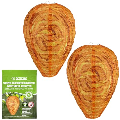 ISOTRONIC Nido di vespe resistente alle intemperie per deterrente calabrone ciuccio da appendere per casa e giardino all'aperto, confezione da 2