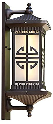 QXGJTLI Rectangular Wall Light Japanese Outdoor Wall Lamp Door Garden Decoration Lamp Brown Aluminum Glass Wall Sconce E27 Outside Lighting Fixture