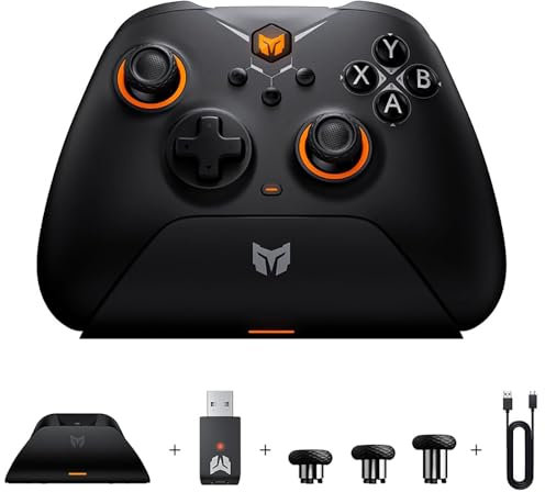 BIGBIG WON Wireless Controller Gale Hall PC Controllers Motion Aiming, Hall Trigger, 4 Custom Buttons, App Control Game Controller for PC/Switch/iOS/Android Wireless Gaming with Charging Dock(Black)