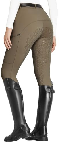 FitsT4 Sports Reitleggings Damen Reithose Silikon vollbesatz mit Handytasche und Gürtelschlaufen für Reitsport Pferdetraining | Rutschfester Silikongriff, Reißverschlusstaschen, Gürtelschlaufen, 4-Wege-Stretch, für Reittraining und Reitwettbewerbe
