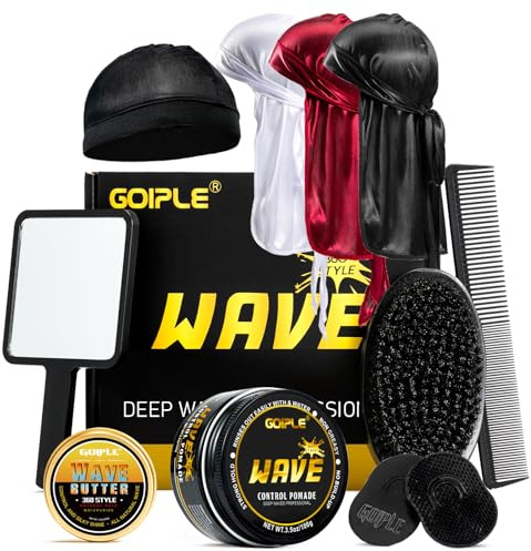 Pommade Wave pour hommes Strong Hold Easy Wash 360 Wave Training Hair Cream, Waves Grease pour hommes favorise les ondulations superposées, l'hydratation et la brillance soyeuse