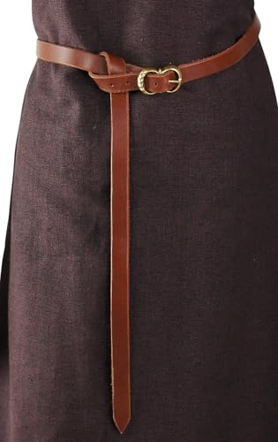 Leonardo Carbone® Unisex viking läderbälte Daina – läderbälte män, medeltida kläder damer, bälte damer, LARP-kläder, karneval, cosplay män, hobbit – 100 % äkta läder, BRUN, 190.0 cm