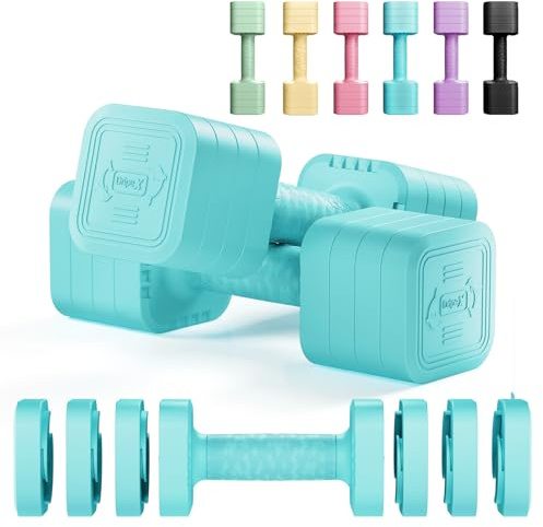 Dripex Hanteln Set 2,5kgx2 und 5kgx2 oder 7,5kgx2, Verstellbare 6 Hantelplatten mit Einem Gewicht von 0,25 kg oder 0,5 kg oder 0,75 kg für Frauen und Männer für Home Gym