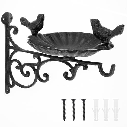 BAODBF Vogelfutterspender,Metall Vogelfutterhaus,Vogelfutterstation,27×27×21.5cm,Futterstation Vögel für Dachtraufe,Zaun