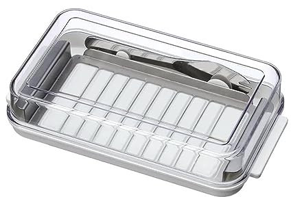 Mantequillera Cortador y estuche de acero inoxidable, caja de mantequilla de cocina, corte de alimentos con cuchillo y tapa, recipiente de sellado, plato de almacenamiento, queso Accesorio de cocina