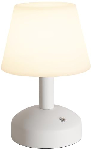 NEWSEE LED Cordless Small Table Lamp, Outdoor Portable Waterproof Touch Bedside Lamp, Dimmable, 5000mAh Rechargeable Battery Operated Light for Bathroom, Bedroom, Restaurant, Garden, Bar (White)