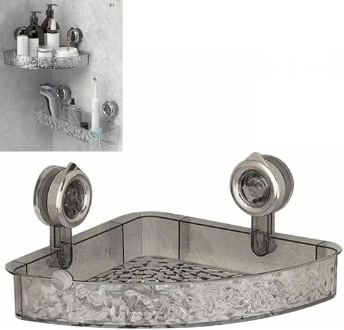Generisch Wellpappe Saugnapfhalter, Gletschermuster Saugnapfregal, Kein Bohren Badezimmer Wandregal, Eckregal Wandmontage für Dusche Küche (C)