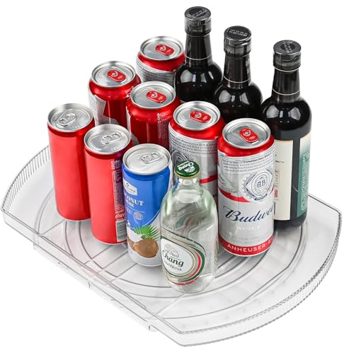 ASSRECT Lazy Susan Organizador Bandeja Giratoria Nevera, 42 x 28 x 3,5 cm Organizador Cocina Rectangular Transparente, 360° Cocina Giratorio Estante de Plástico para Armario, Mesa, despensa, Cocina