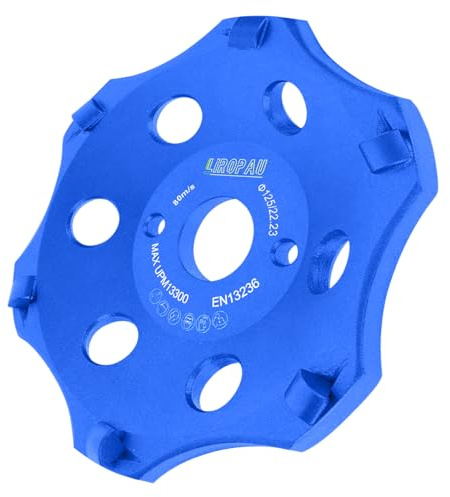 PKD PCD Diamantschleiftopf 125mm, Diamant Schleiftopf Schleifscheibe | Topfschleifer für Winkelschleifer, Diamantschleifer für Fliesenkleber Beschichtungen, Winkelschleifer Schleiftopf, 6 Segmente