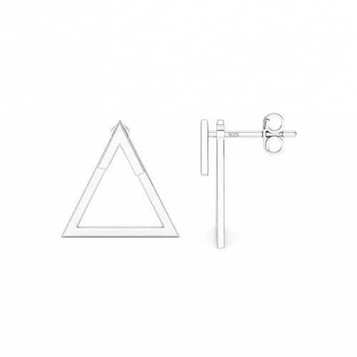 Heather Needham Silver Duo Triangle Stud Earrings in Sterling Silver 2-in-1 Design, Modern Silver Earrings for Women, Gift Boxed 628