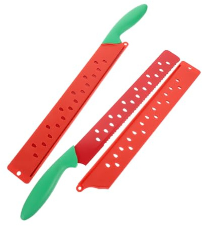 Toyvian 2 piezas Cuchillos de Acero Inoxidable para Cortar Sandía y Melón Cuchillo con Extendida para Cortes Precisos y Limpios Frutas Grandes para Cocina y Rebanar Pan y Pasteles