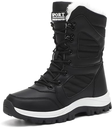 Bottes de Neige Femme Imperméable Mi-Mollet Bottes Femme Hiver Chaude Snow Boots Fourrées Confort Bottines Chaussures de Randonnée Ski Antidérapante Chaussure Orthopedique Hiver Bottine Botte de Neige