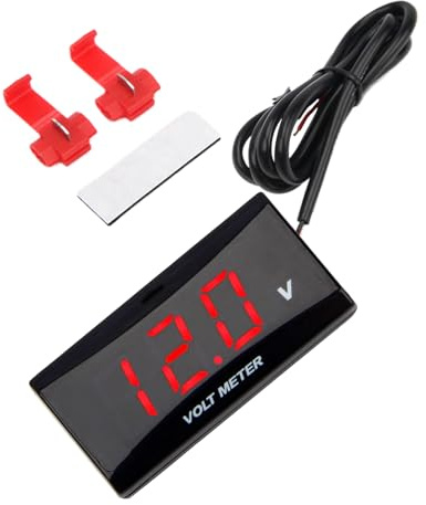 Protoence Batterie Spannungsmesser,Elektrischer Tester Mit LCD-Display,Motorrad Batterie Spannungsmessgerät - Für Auto Kraftfahrzeuge Motorrad LKW ATV Pickup Limousine Roller Armaturenbrett Lenker
