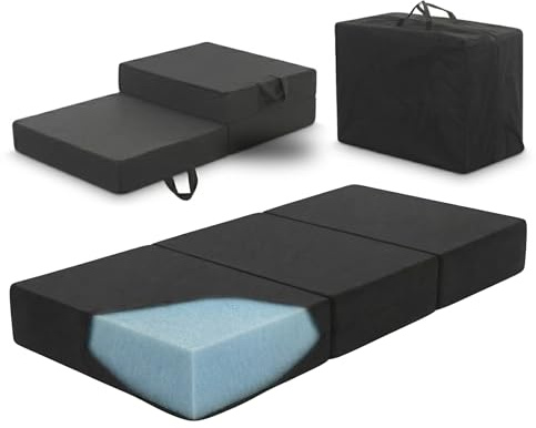 Arensberger Amalia Klappmatratze 75x200cm | 16cm XXL NANOCELL Gelschaum | Faltmatratze mit Transporttasche, Gästematratze klappbar für Boden, Kinder, Camping & Reise, platzsparend, faltbar & robust