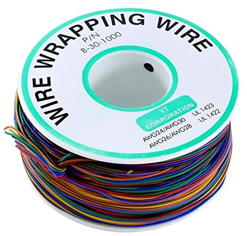 Garosa Cavo Avvolgente per l'aviazione, Filo Volante per Circuiti Stampati in Rame Stagnato 30AWG per Prototipazione Elettronica, Lunghezza 250 M in 8 Colori