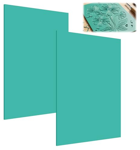 2 Pezzi Linoleum per Incisione A4, Spessore 2 mm, Verde, Morbid Lastre per Stampa Linoleum in PVC, per Incisioni, Timbri Fai da Te, Artigianato, Progetti di Stampa, la Realizzazione di Stampe