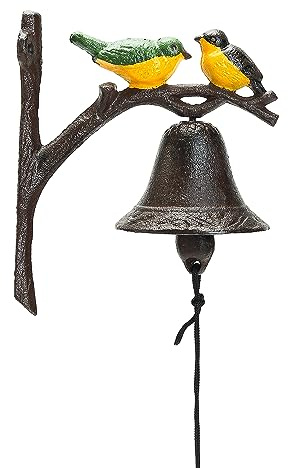 Sungmor Schwere Pflicht Gusseisen Hänge-Bell - Handbetrieb Deko Tür Bell - Wand Montierte Farbe Vögel - Garden, Home, Store & Outdoor Dekorationen | Wandglocke, dekorativ, manuell schüttelnde Türklingel, für drinnen und draußen, zur Wandmontage, dekorative Abendessenglocke