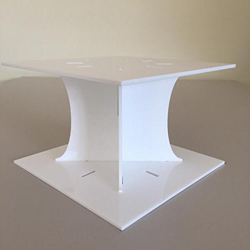 Klassisch Eckig Hochzeit/Party Kuchen Separator - Weiß, Base 20 cm, Top 18 cm
