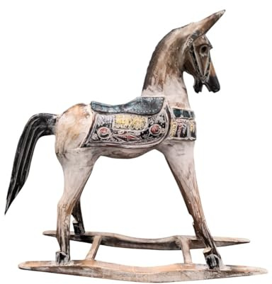 Artisanal Gunghäst i trä 60 cm, vintage retro dekoration staty.