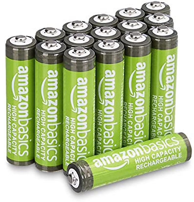 Amazon Basics AAA-NiMH-Akkus mit hoher Kapazität, wiederaufladbar, 850 mAh, bis zu 500-mal aufladbar, vorgeladen, 16 Stück