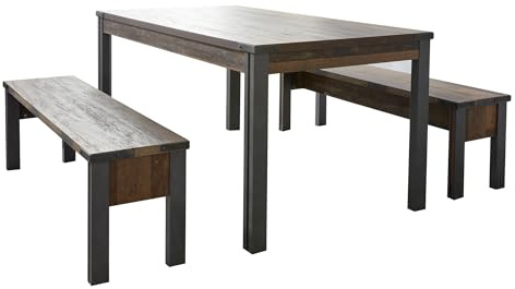trendteam smart living - Prime - Holzbank - Grau Matt/Eiche - Sitzbank, Gartenbank - (BxHxT) 140 x 44 x 35 cm - Industrial Style | Sitzbank · Holzwerkstoff-Korpus · stabile Sitzfläche · im Serienverbund