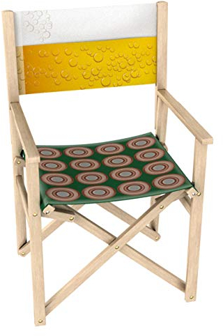 Vispronet Regiestuhl Bier, Bierkasten Outdoor Klappstuhl ✓ Buchenholz ✓ Rückenlehne & Sitzfläche mit Druck ✓ bis 110 kg