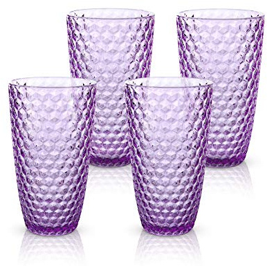 BELLAFORTE Shatterproof Tritan Plastic Tall Tumbler, Set of 4, 19oz - Laguna Beach Drinking Glasses - Unbreakable Tritan Drinking Glasses for Parties - BPA Free - Purple